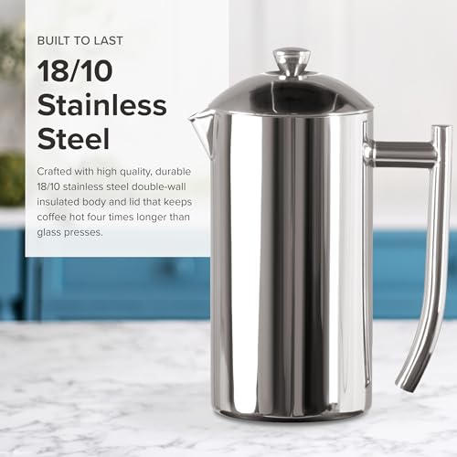 Frieling Double-Walled Stainless-Steel French Press Coffee Maker in Frustration Free Packaging, Polished, 17 Ounces