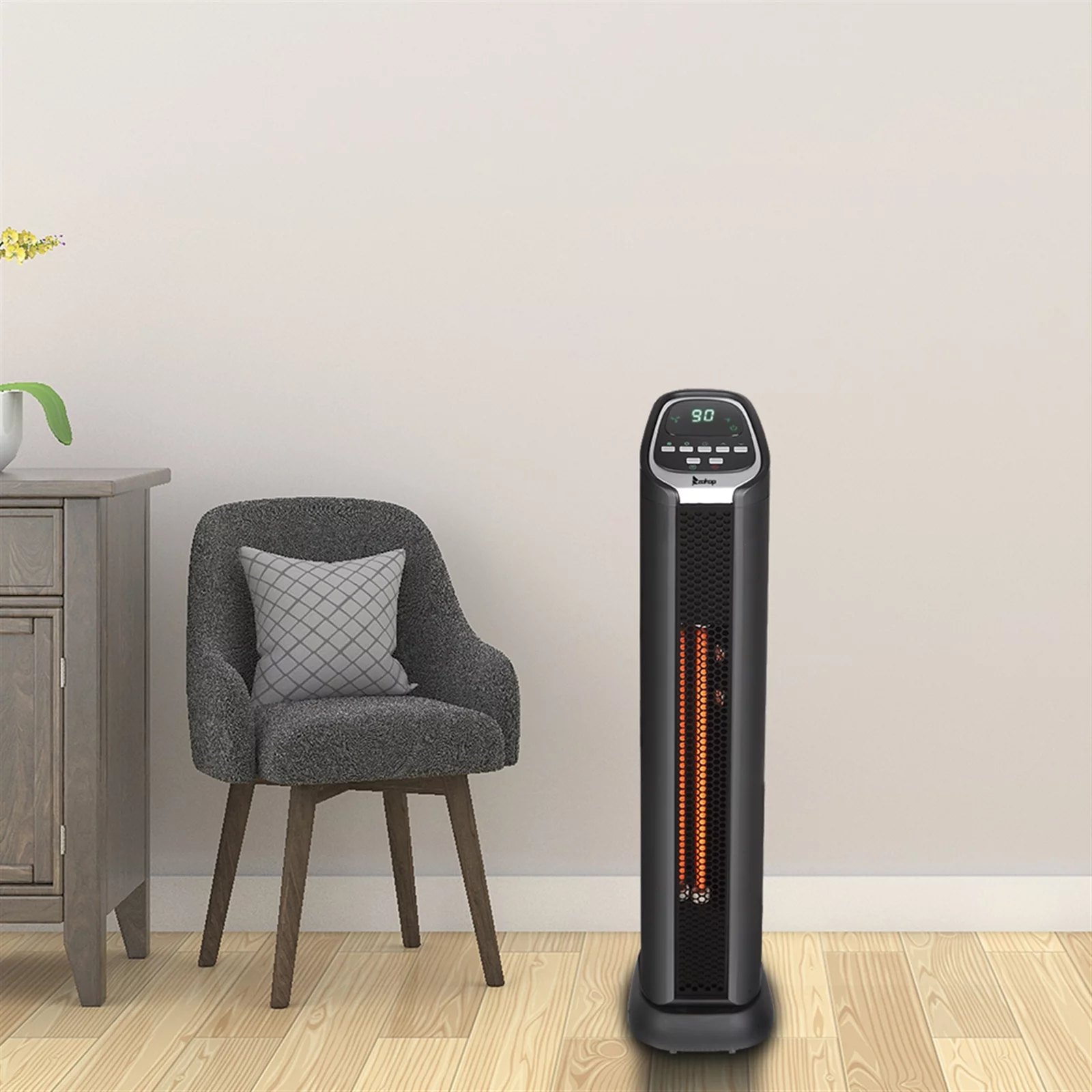 24'' Portable Space Heater, 1500W Adjustable Electric Heater for Inside with Smart Control,  Indoor Electric Heater 50~90°F Adjustable Safe for Home Office Room