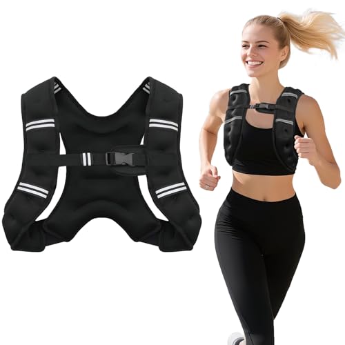 8lb/12lb/16lb/20Lb Weighted Vest for Woman Men with Reflective Stripe, Size Adjustable Strength Training Weighted Vest for Walk Running Jogging