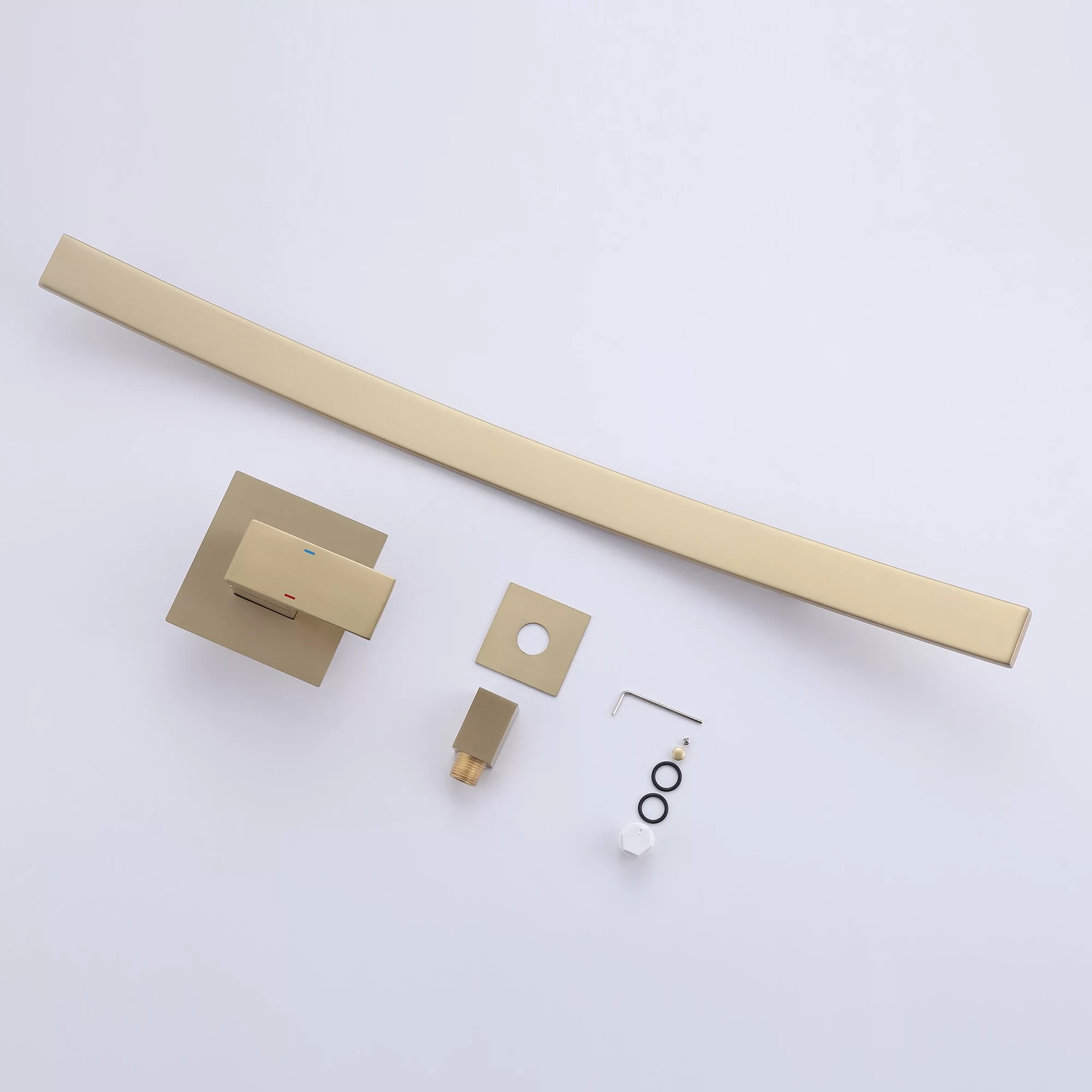 Waterfall Wall Mounted Bathroom Sink Faucet, Solid Brass Single Handle Faucet