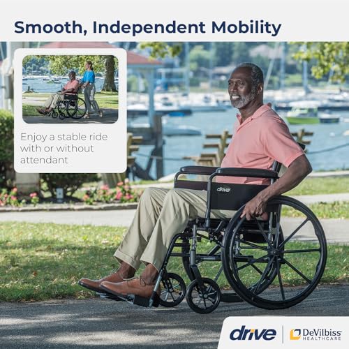 Drive Medical Cruiser III Light Weight Wheelchair with Flip Back Removable Arms, Desk Arms, Swing Away Footrests, 20'' Seat