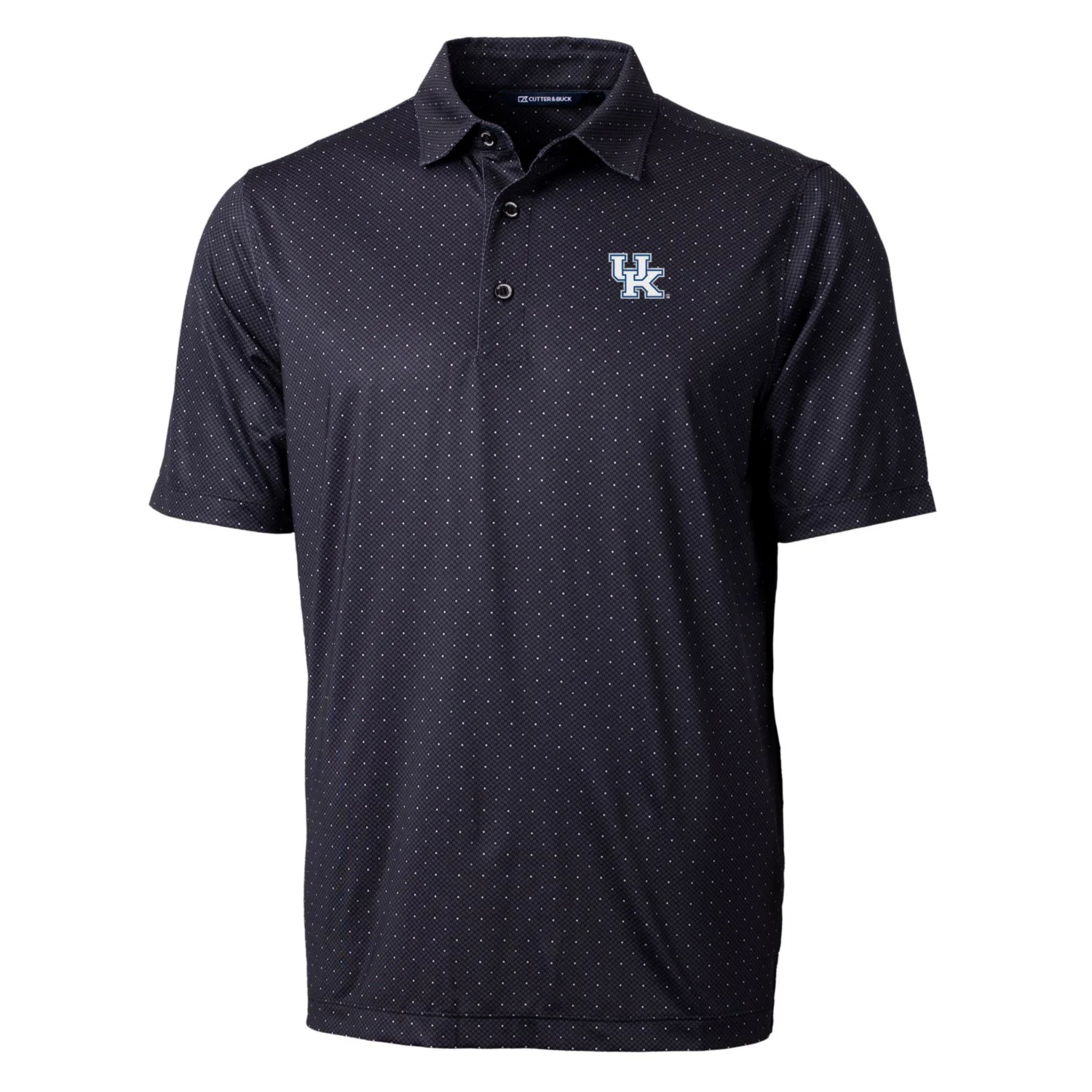 Men's Cutter & Buck Black Kentucky Wildcats Pike Double Dot Print Stretch Polo