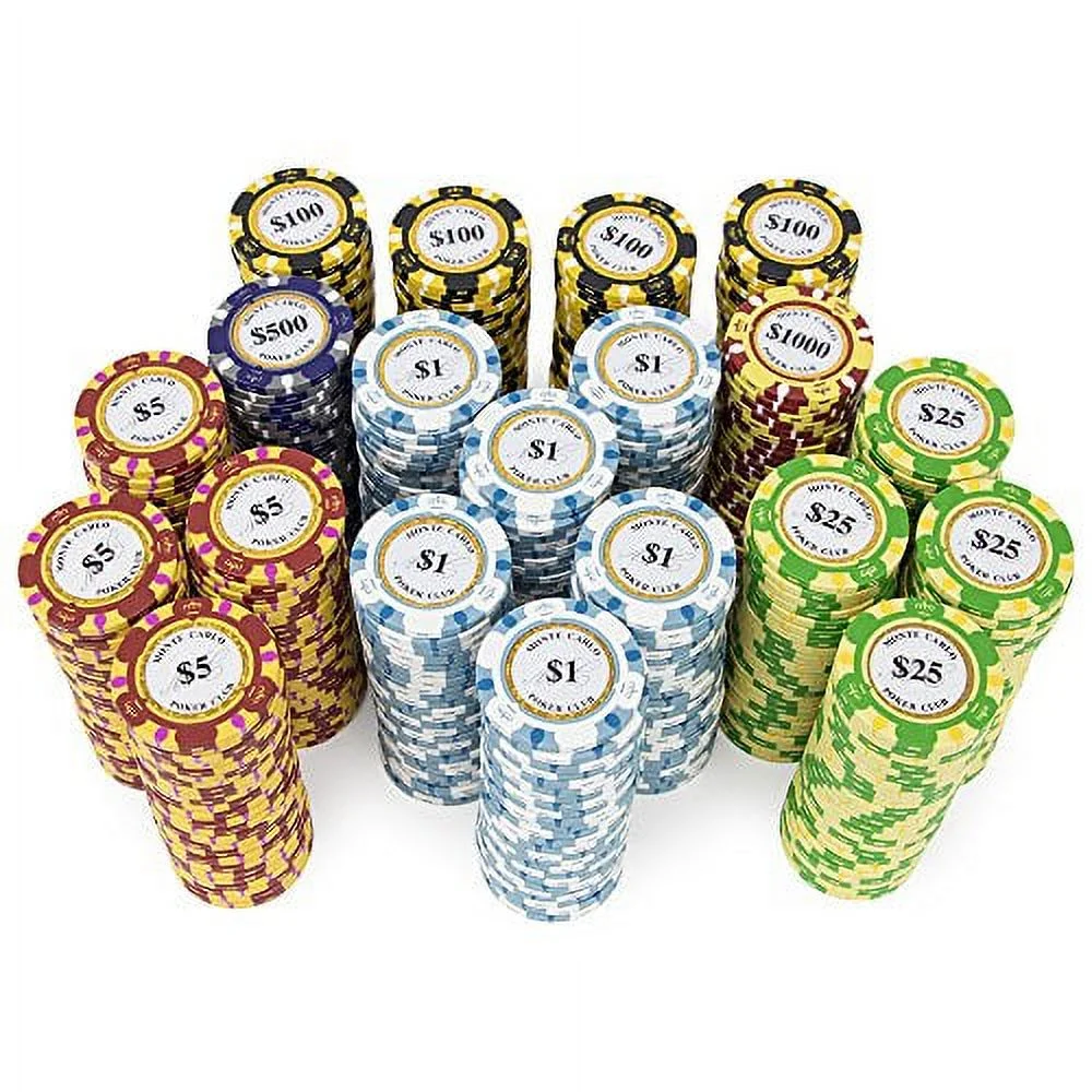 500ct. Monte Carlo 14g Poker Chip Set in Aluminum Metal Carry Case