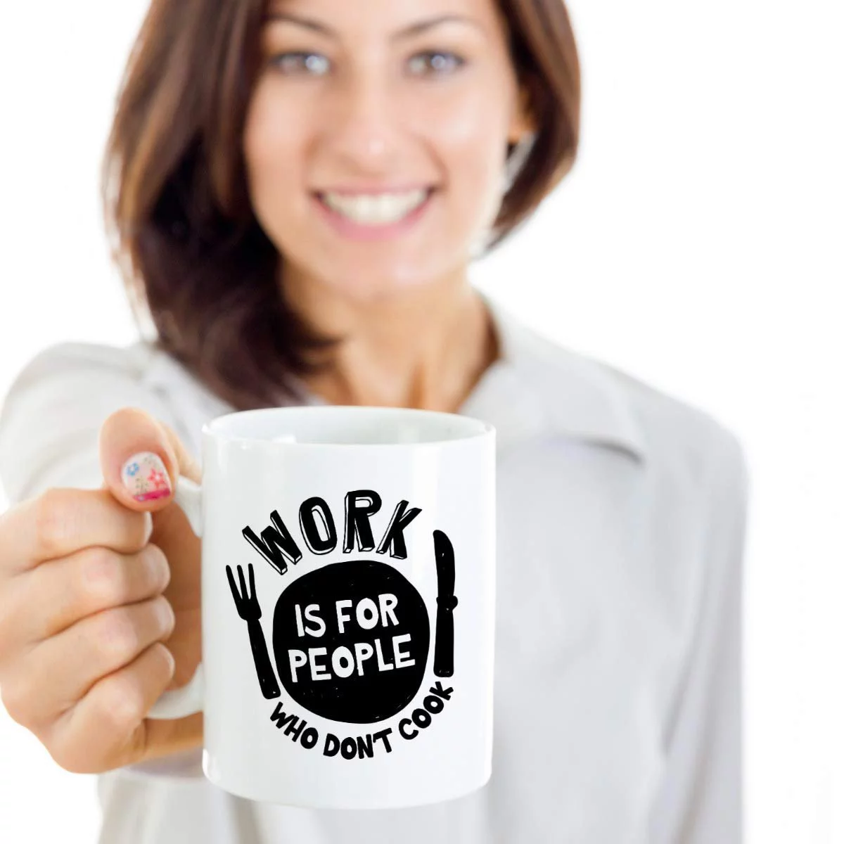 Work Is For People Who Don't Cook Funny Cooking Quotes Coffee & Tea Gift Mug, Stuff, Décor, Utensils, Accessories, Supplies, Items, Things, Dishes, Products And Gifts For Men & Women Cooks (15oz)
