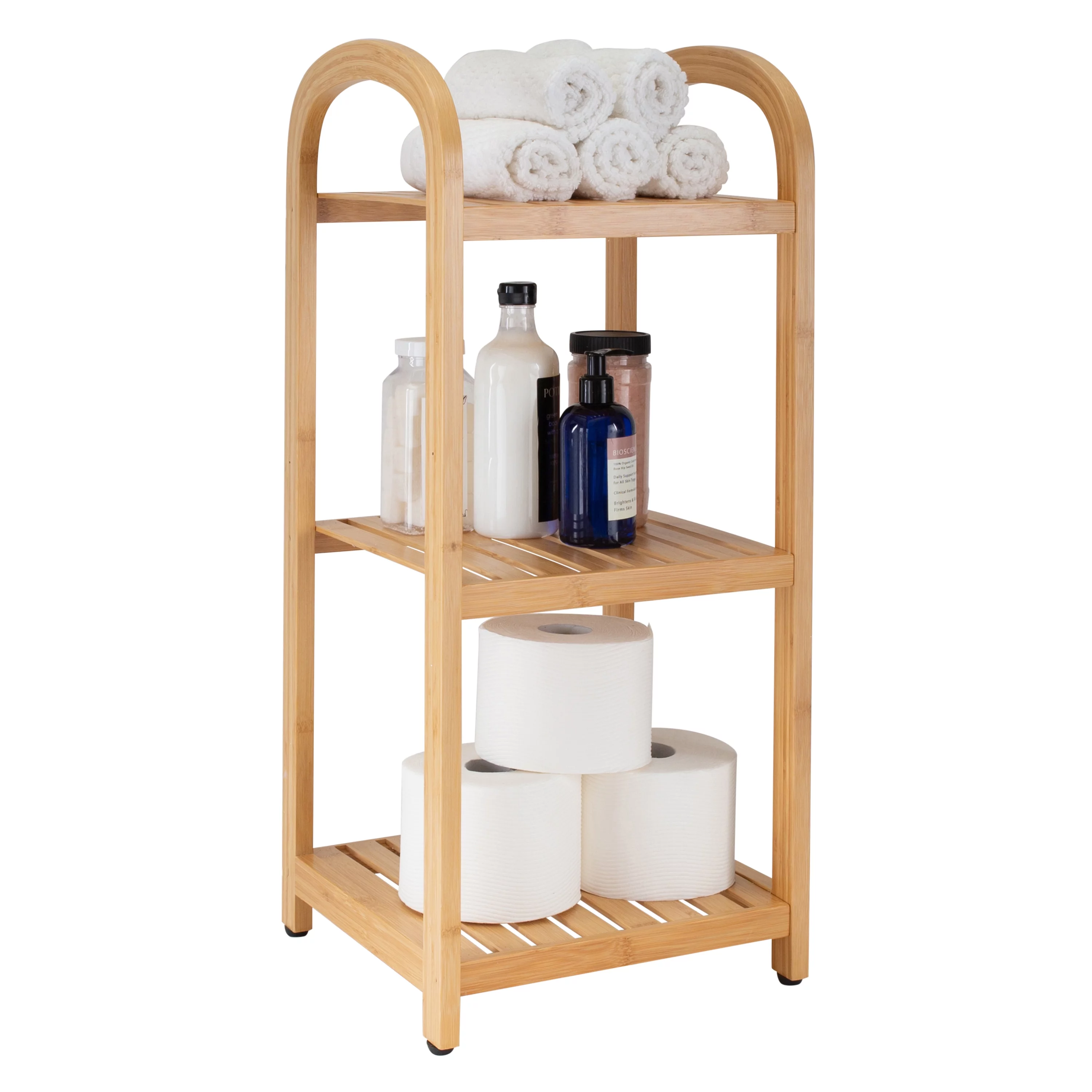 Organize It All 3 Tier Bamboo Tower Storage Shelf Unit