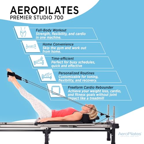 Stamina Pilates Reformer, Home Workout Equipment, AeroPilates Premier - Portable Exercise Machine for Strength and Fitness Training - Multifunctional Gym Workouts for Men and Women