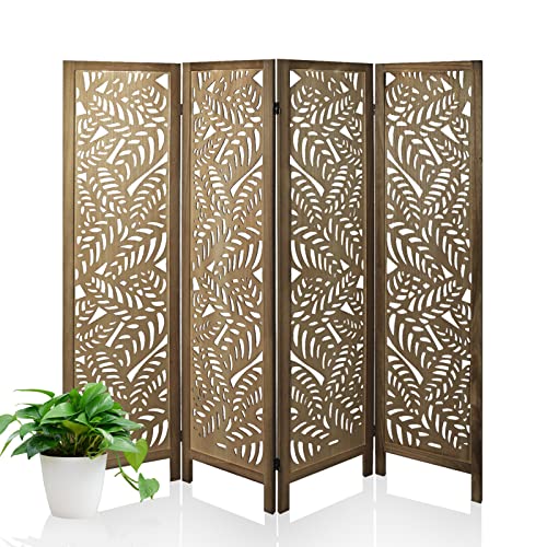 ECOMEX 6 Panel Room Divider, Cutout Room Divider Wall, Freestanding Folding Room Divider Screen, Room Dividers and Folding Privacy Screens Room Partition for Office (Brown)