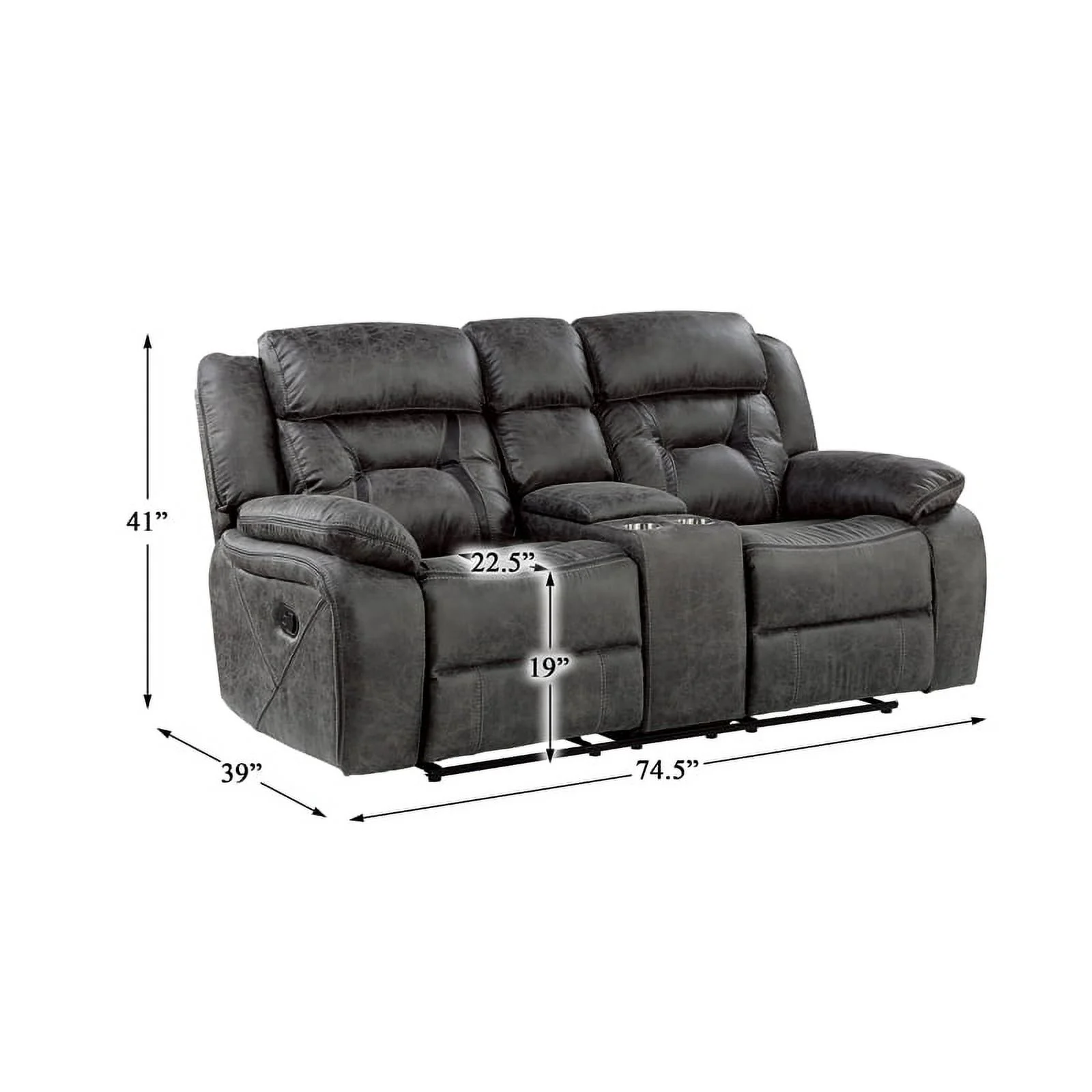 Lexicon Madrona Microfiber 2-Piece Upholstered Manual Reclining Sofa Set in Gray