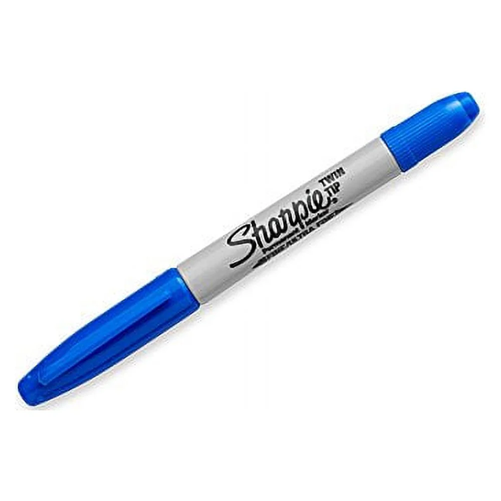 SHARPIE Twin Tip Permanent Markers, Fine and Ultra Fine, Blue, 12 Count