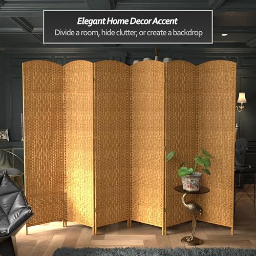 Red Lantern 7 ft. Tall Diamond Weave Dark Beige-6 Panels Room Divider