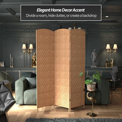 Red Lantern 7 ft. Tall Diamond Weave Dark Beige-6 Panels Room Divider