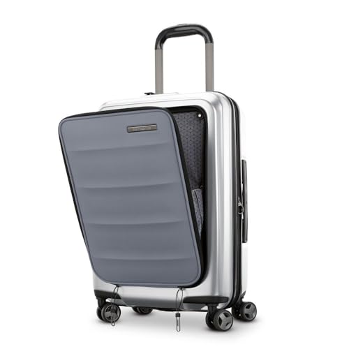 Samsonite Carry-On Pro Front Pocket Hardside Expandable 21-Inch Octiv Luggage: Durable & Impact Resistant, 360° Aero Trac Spinner Wheels, Adjustable Telescopic Handle, TSA Approved Lock - Silver