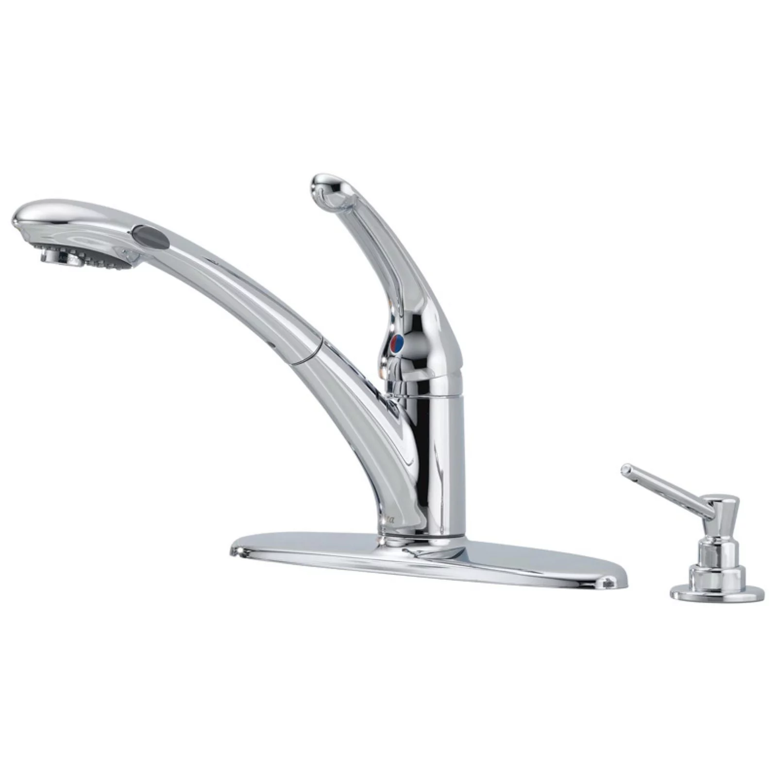 Delta Faucet 470-PROMO-DST Single Handle Pull Out Kitchen Faucet with Side Spray