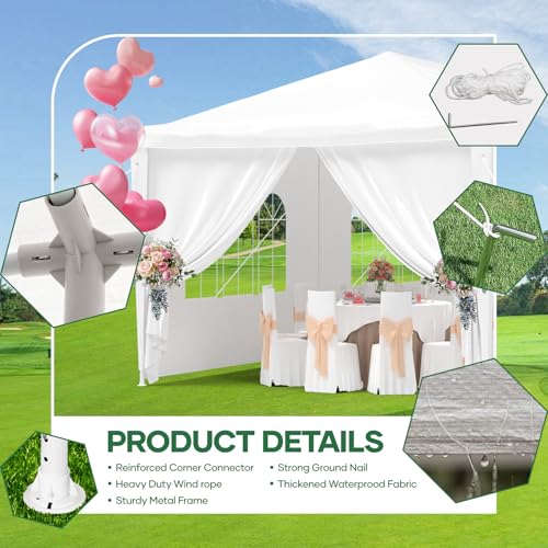 kejector 10'x30' Party Tent, Tents for Parties White Wedding Canopy with 8 Removable Sidewalls Carpas para Fiestas Outdoor Event Tent for Birthday Holiday Garden Patio Backyard