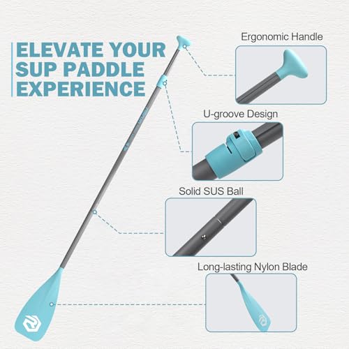 SUP Paddle - Paddle Board Paddle 4 Piece Stand Up Paddleboard Paddles Lightweight Floating Kayak Paddle - Light Blue - Lake Green - Light Green