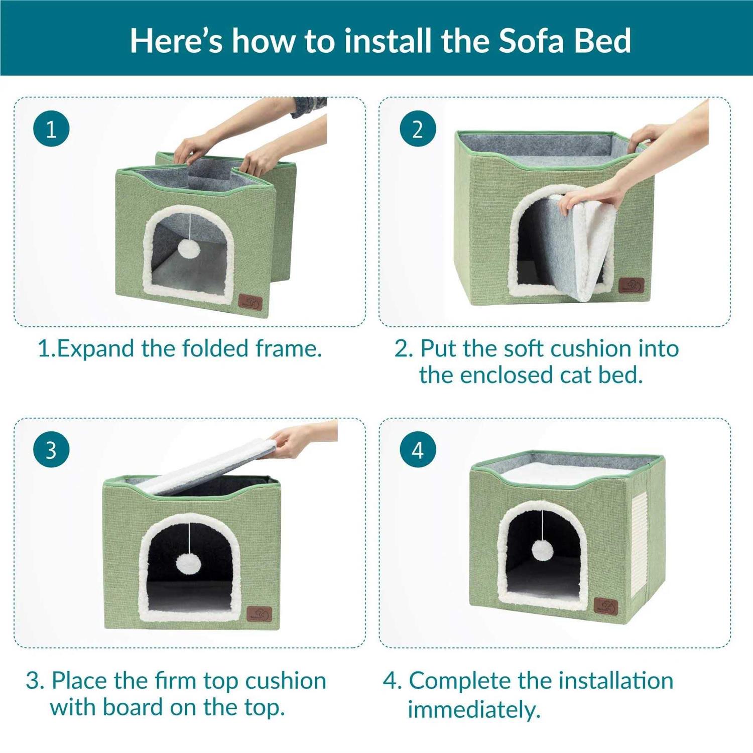 Bedsure Cat Beds for Indoor Cats Large Cat Cave for Pet Cat House with Fluffy Ball Hanging and Scratch Pad - Pet Supplies online store