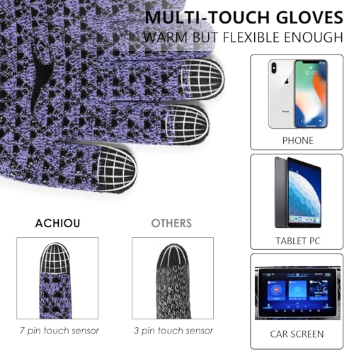 Achiou Winter Gloves for Men Women, Touch Screen Texting Warm Gloves with Thermal Soft Knit Lining,Elastic Cuff
