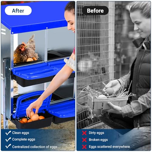 Chicken Nesting Box, 10 Hole 2 Layer Hen Nest Box with Legs, Roll Away Eggs Laying Boxes,Cleanable Pull Out Hen Roosting Boxes