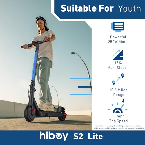 Hiboy 350W Peak Motor Electric Scooter, 13 MPH, 10.6 Miles Range, Foldable, Lightweight, UL 2272 Certified, Dual Braking System, E Scooter for Teens, Commuting, and Campus Use