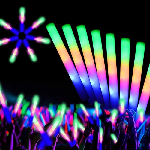 12 PCS Foam Glow Sticks Bulk With 3 Modes Colorful Flashing,Foam Light up Sticks,Glow Sticks for Wedding,Glow in Dark Party Supplies for Wedding,Halloween, 4th of July,Raves,Concert,New Year1