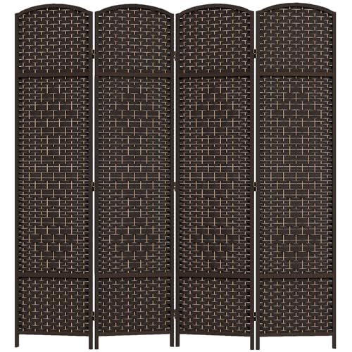 PayLessHere Room Divider Room Screen Divider Wooden Screen Folding Portable Partition Screen (Brown, 4 Panel)