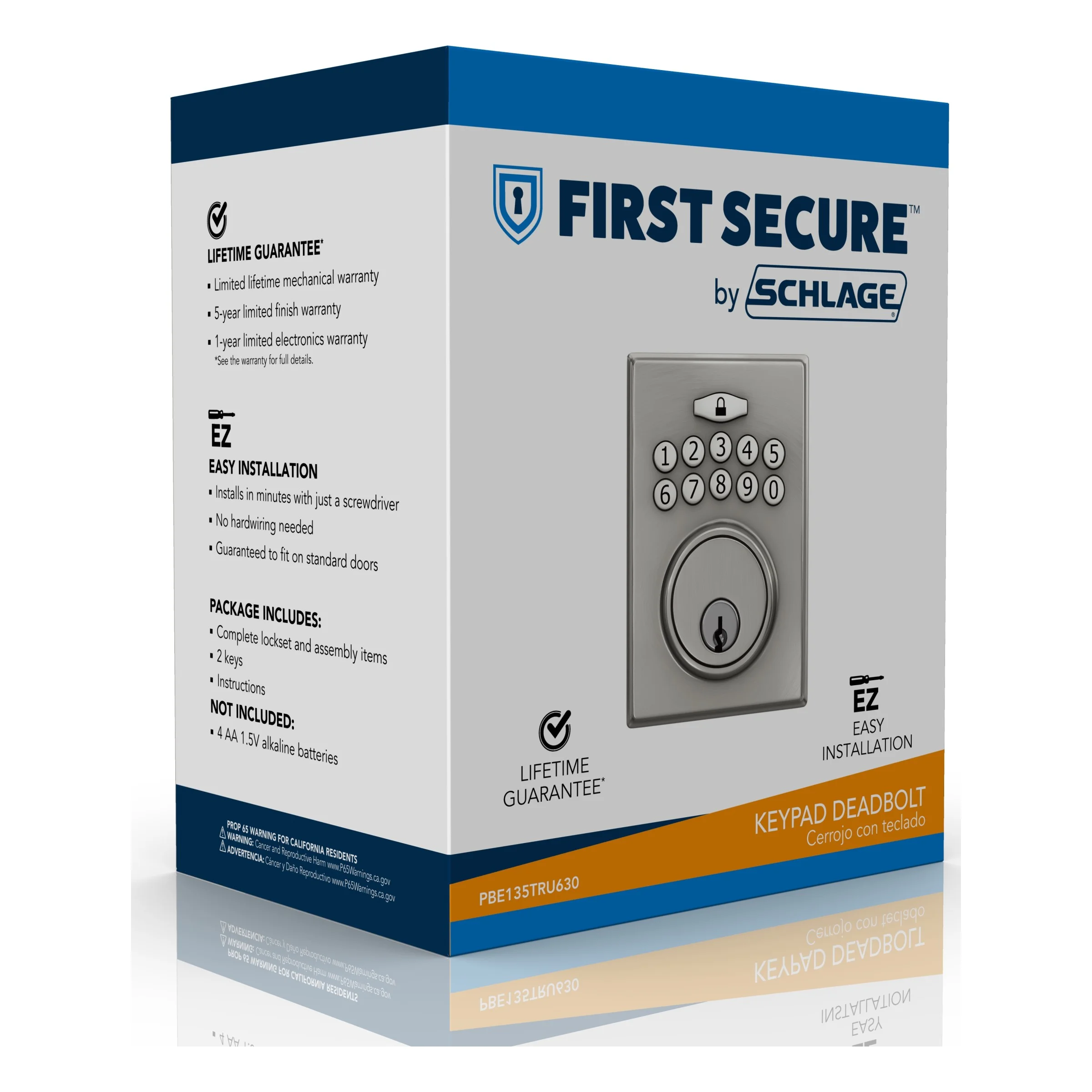 First Secure by Schlage Truss Keypad Electronic Deadbolt in Stainless Steel