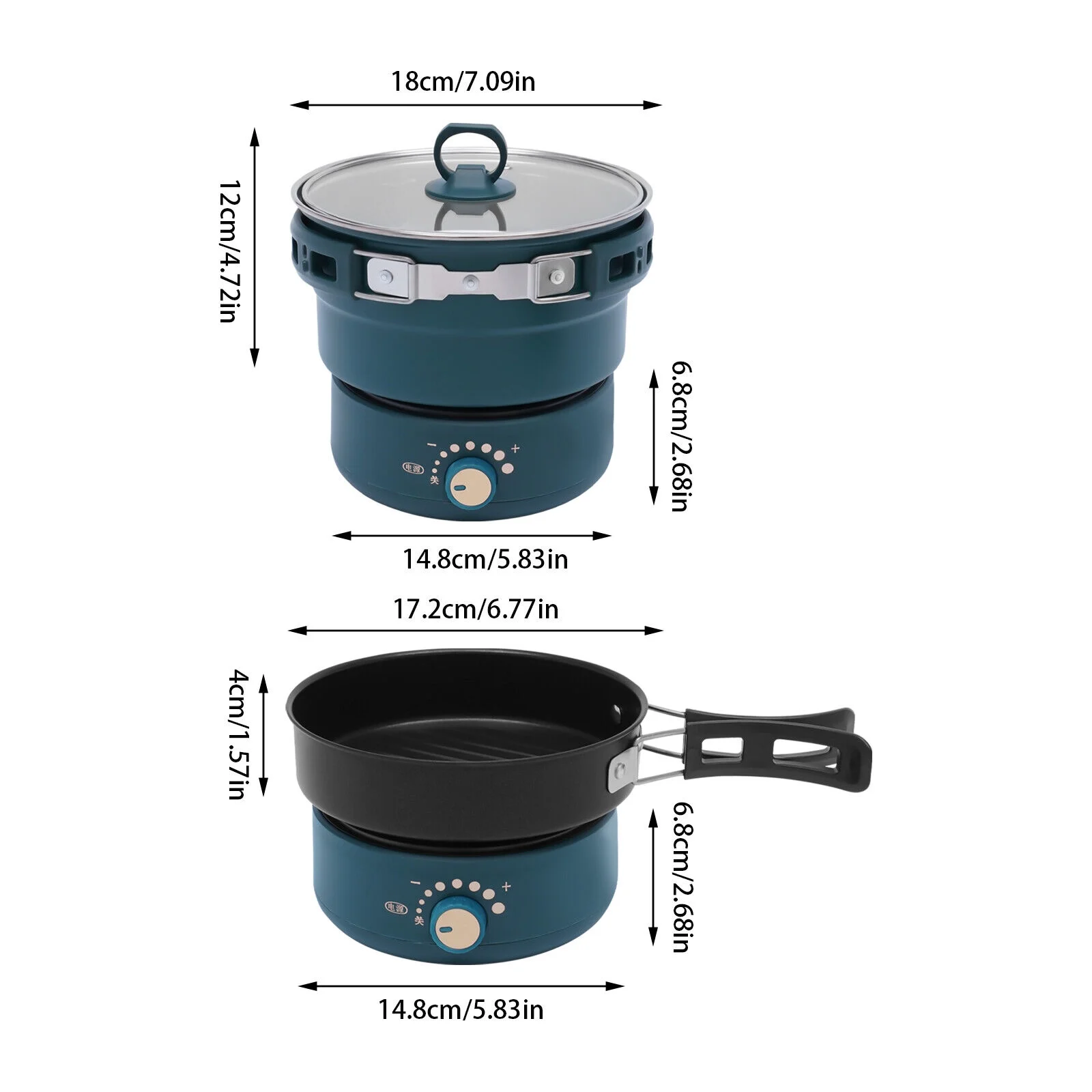 1.6L Electric Hot Cooker Pot Green Steamer Mini Multifunctional Pan Portable