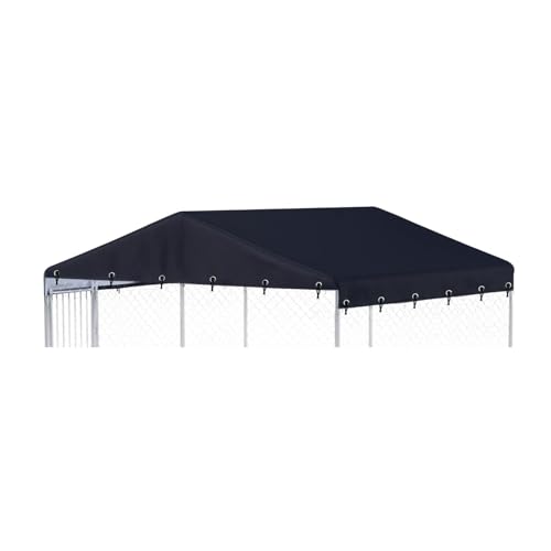 10 x 10 ft Outdoor Dog Kennel Cover Made from 600D Waterproof Oxford Fabric Outdoor Dog Kennel Replacement Cover Black（Without cage roof Frame）