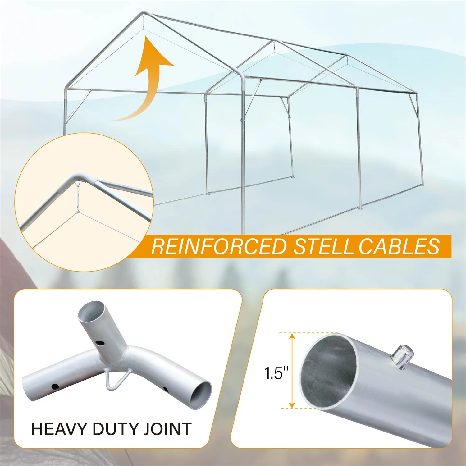 MF Studio 10' X 20’Carport Heavy Duty Car Canopy Galvanized Car Boat Shelter with Removable Sidewalls and Doors Beige