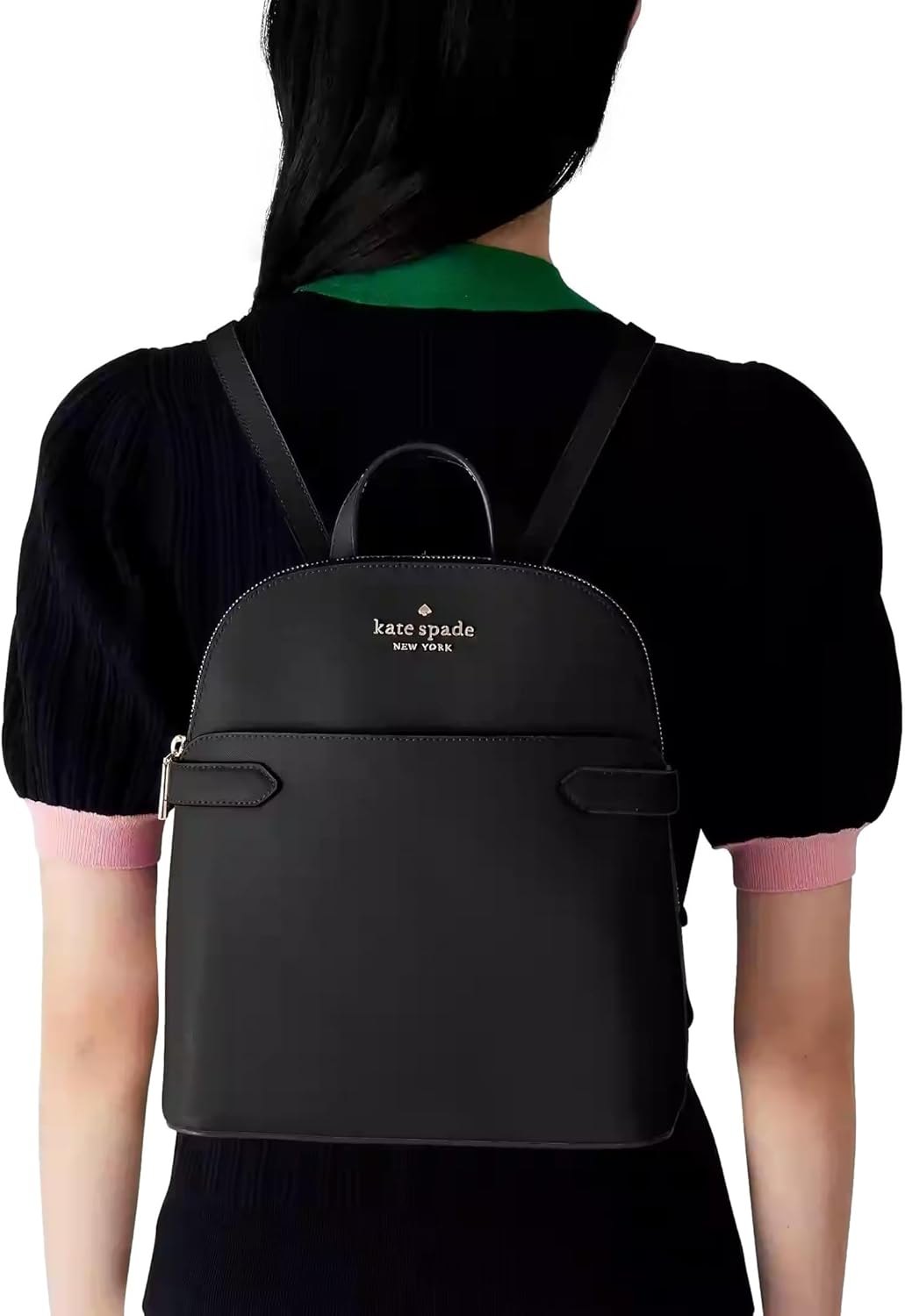 Kate Spade New York Staci Dome Saffiano Leather Medium Backpack Black