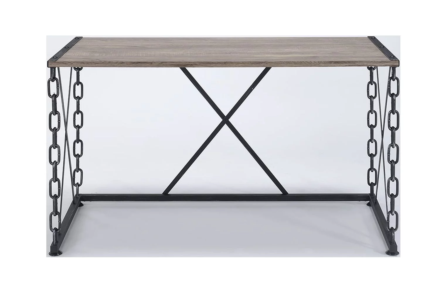 ikayaa Jodie Console Table in Rustic Oak & Black Finish