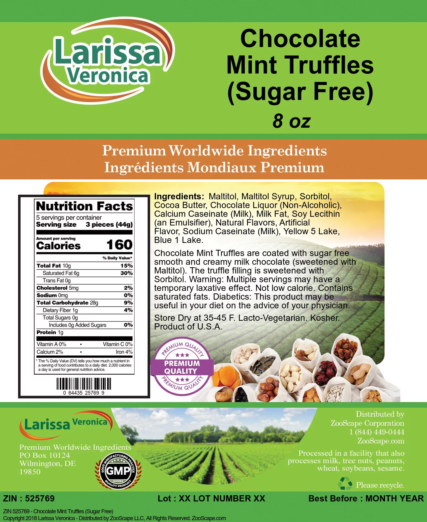 Larissa Veronica Chocolate Mint Truffles (Sugar Free), (8 oz, 3-Pack, Zin: 525769)