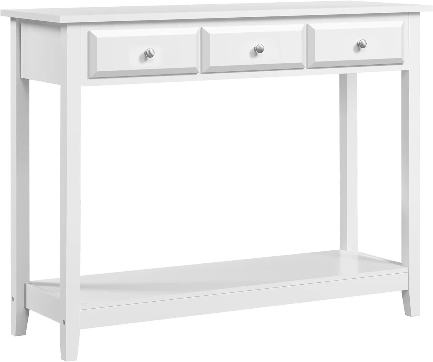 Console Table With 3 Drawers, Narrow Wood Accent Sofa Table, Entryway Table With Storage Shelves For Living Room, Front Hall, Hallway, White