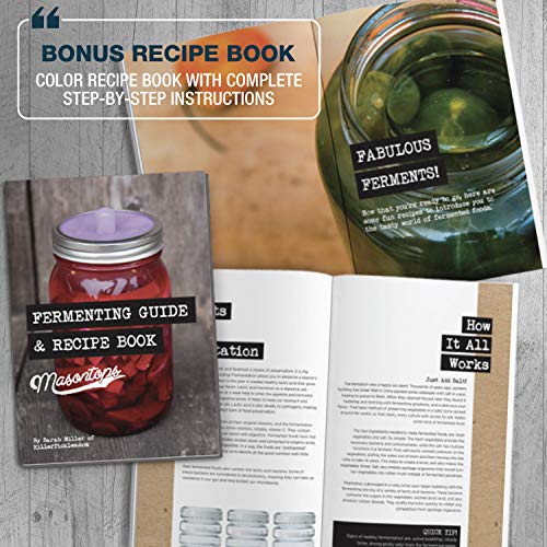 Masontops Fermentation Jar Starter Set, Easy Vegetable Fermentation Kit, Includes Mason Jar, Pickle Kit with Fermentation Lids & Fermentation Weight