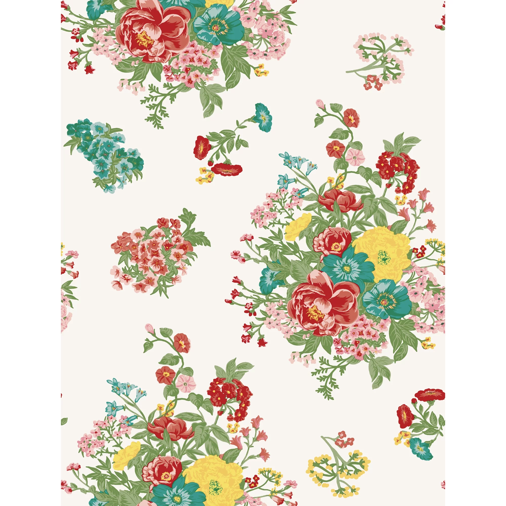 The Pioneer Woman White Fancy Flourish Floral Peel and Stick Wallpaper, 20.5