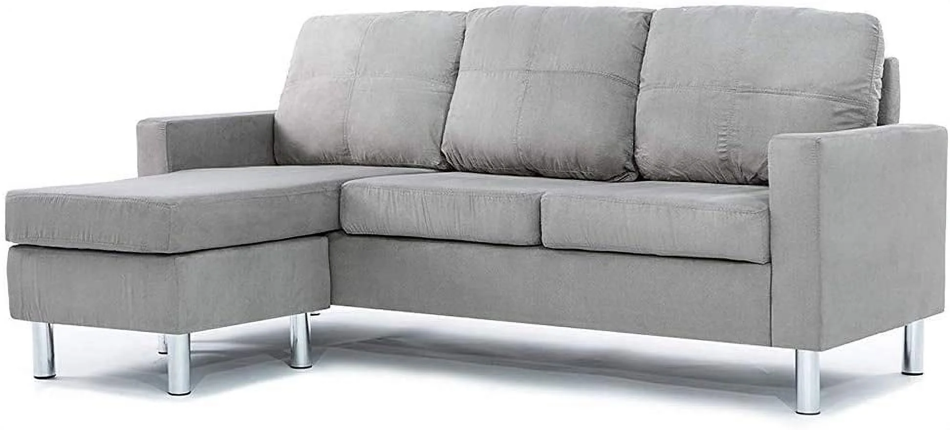 Popular Roma Furniture Small Space Modern Sectional Sofa  Gray