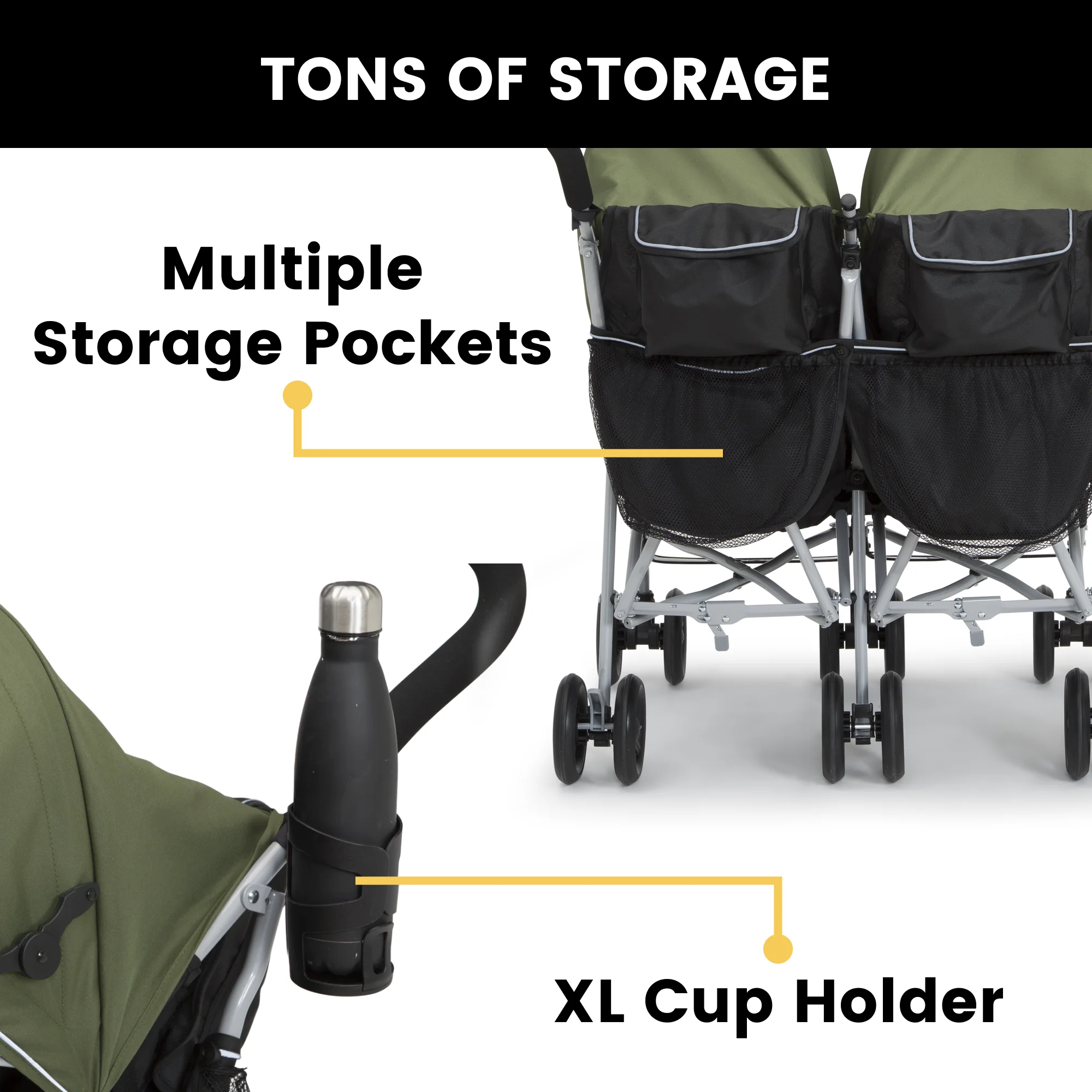 Jeep TurboGlyde Plus Side by Side Double by Delta Children, Olive Green