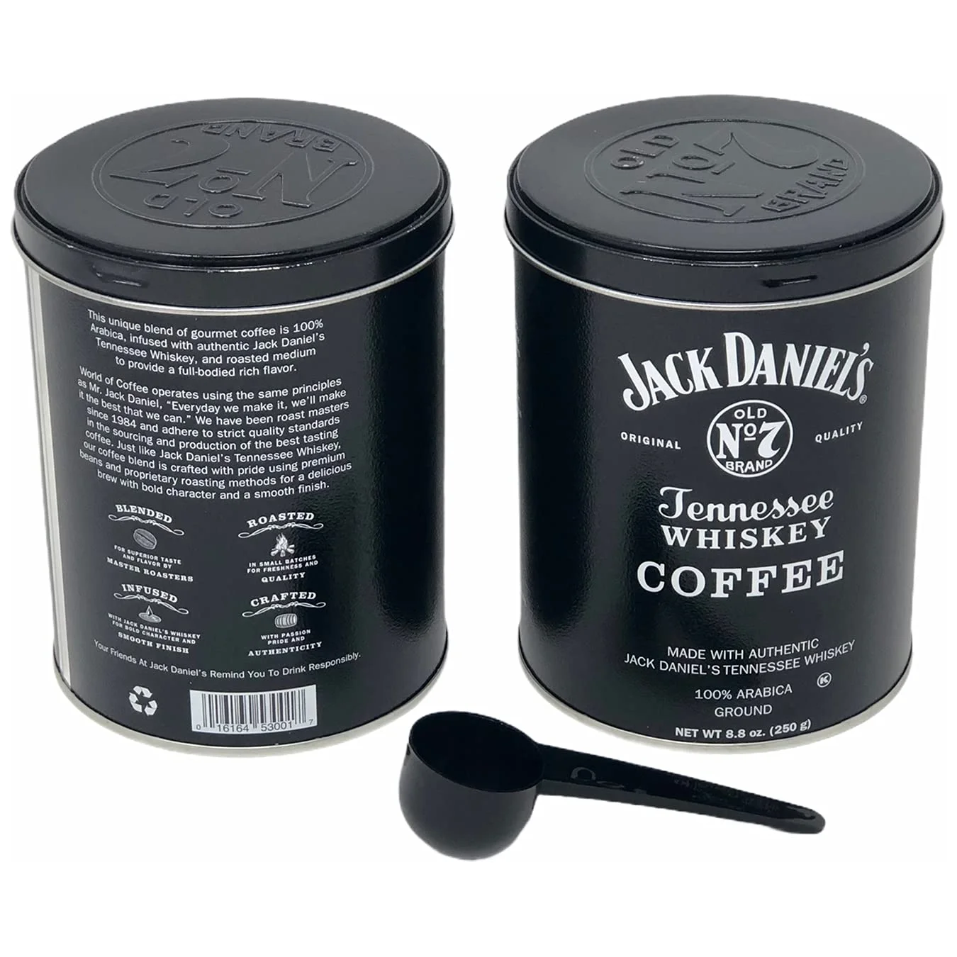 Jack Daniels Coffee (Pack of 2, 8.8oz each) bundled with a complimentary measuring spoon (1 Tbsp / 15ml) - 100% Arabica - Medium Roast - Ground Gourmet Coffee - Kosher