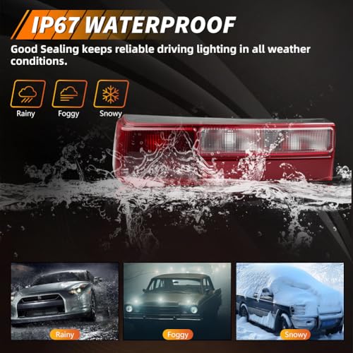 Tail Light Compatible with Fo-rd Mus-tang 1987-1993, [DOT] [Waterproof] Brake Rear Lamp with Housing (Left + Right), Replace OEM #‎E7ZZ-13404-A, E7ZZ-13405-A, FO2801168, FO2800168, Smoked Lens