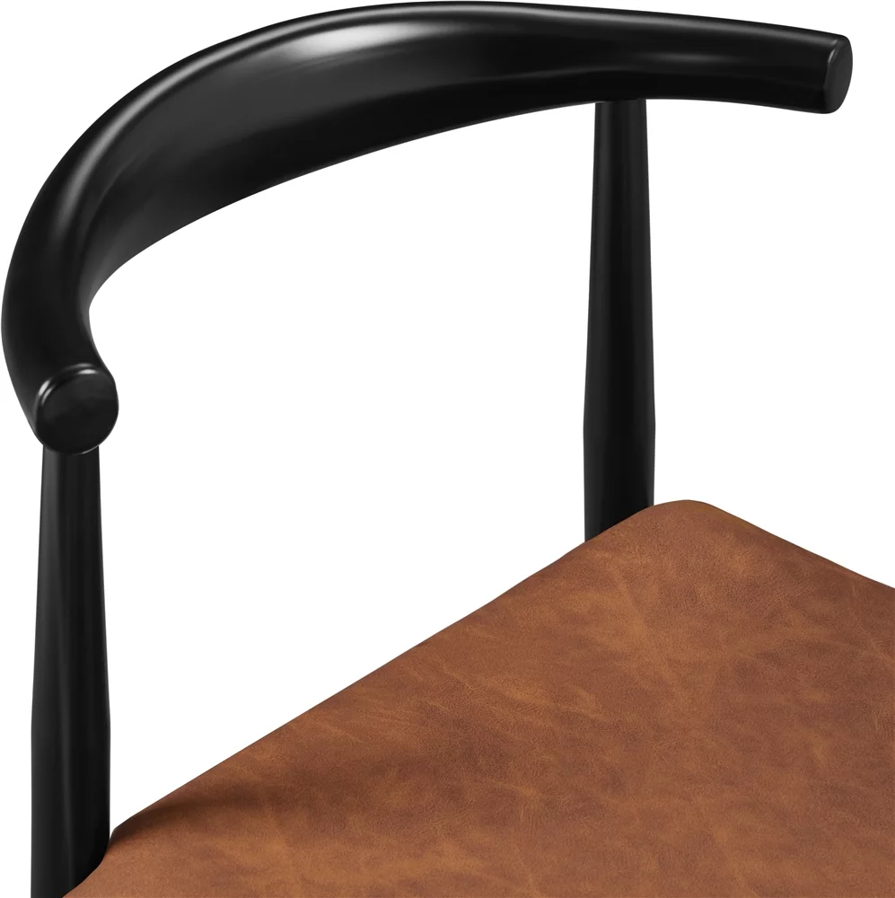 Yaheetech Set of 2 Modern PU Leather Dining Chairs with Backrest, Retro Brown