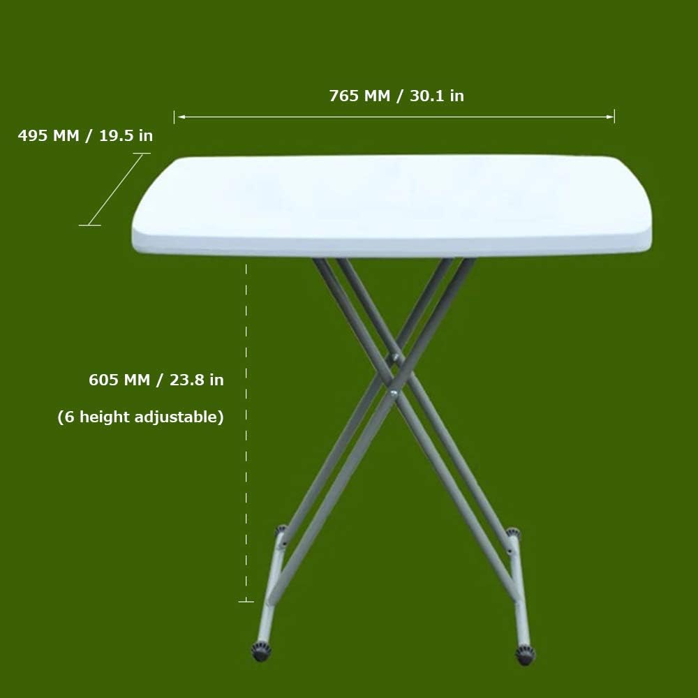 Camping Tables That Fold Up Lightweight, Nice Plastic Folding Table - White, Small Folding Tables for Small Spaces 2ft X 3 Ft, One Hand Adjustable Height Fold-in-Half Table