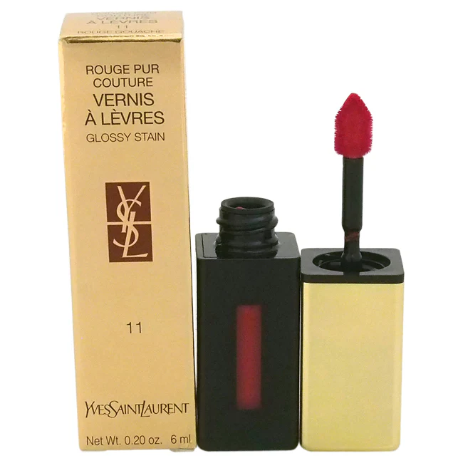 Yves Saint Laurent Rouge Pur Couture Vernis A Levres Glossy Stain - 11 Rouge Gouache by Yves Saint Laurent for Women - 0.2 oz Lip Gloss