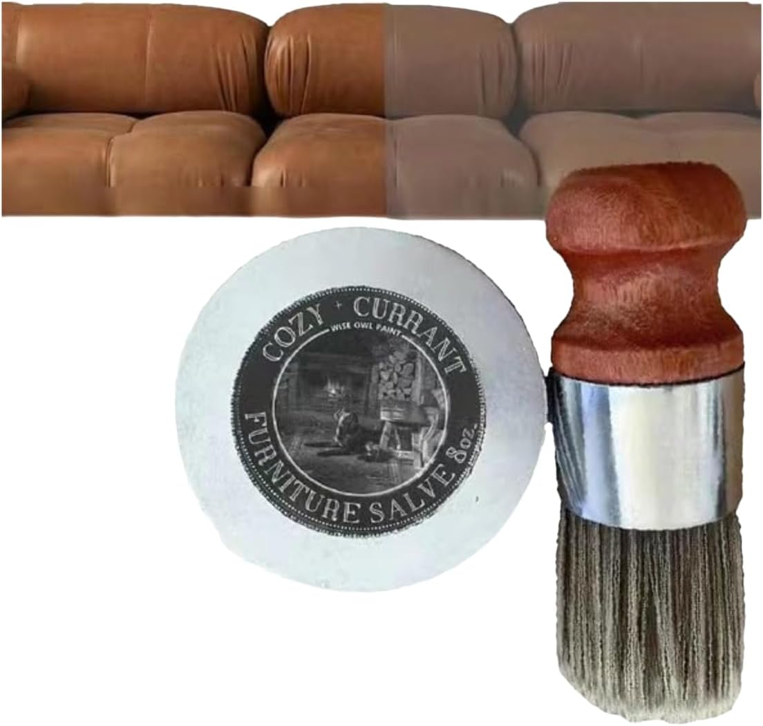 8.5 ounces Furniture Salve, Furniture Salve for Leather, Salve Brush, Leather Conditioner Brush, Leather Furniture Salve and Brush 1Pcs, Yellow