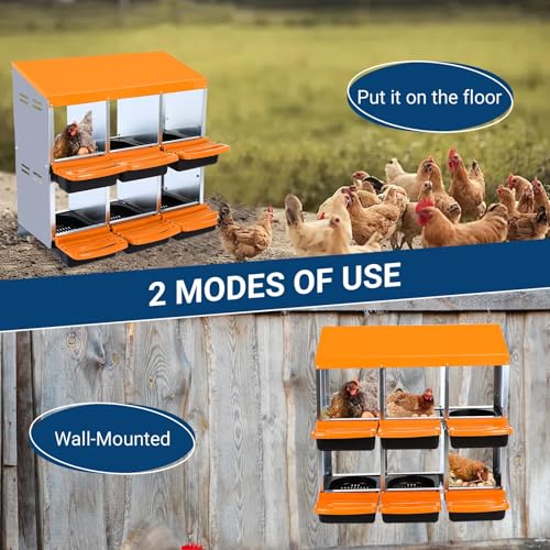 Chicken Nesting Box, 10 Hole 2 Layer Hen Nest Box with Legs, Roll Away Eggs Laying Boxes,Cleanable Pull Out Hen Roosting Boxes