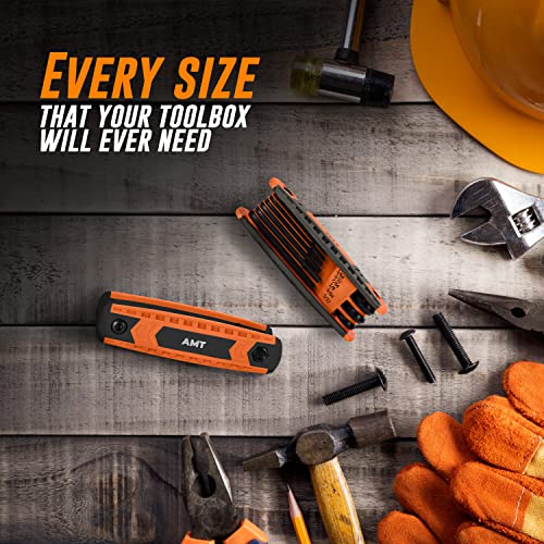 AMERICAN MUTT TOOLS 17pc Folding Allen Wrench Sets – SAE and Metric Allen Key Set – Hex Key Set, Allen Wrenches Sets, Metric Allen Wrenches Set