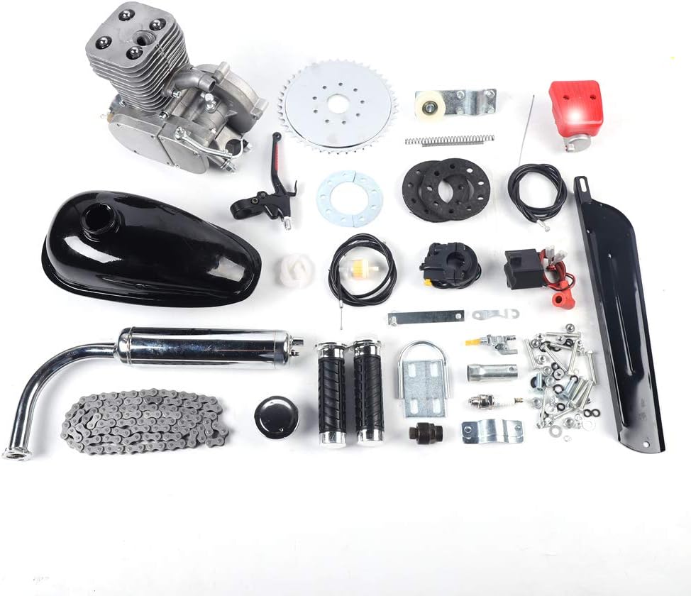 100cc Bicycle Engine Kit, Petrol Gas Motor Conversion Kit Air-Cooling Motorized Bicycle Kit Super Fuel-efficient Modified Full Set,2-Stroke Motorized Bicycle Fit for 26-28