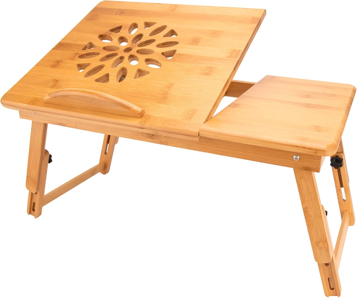 Laptop Desk Table Adjustable Bamboo Foldable Breakfast Serving Bed Tray Stand