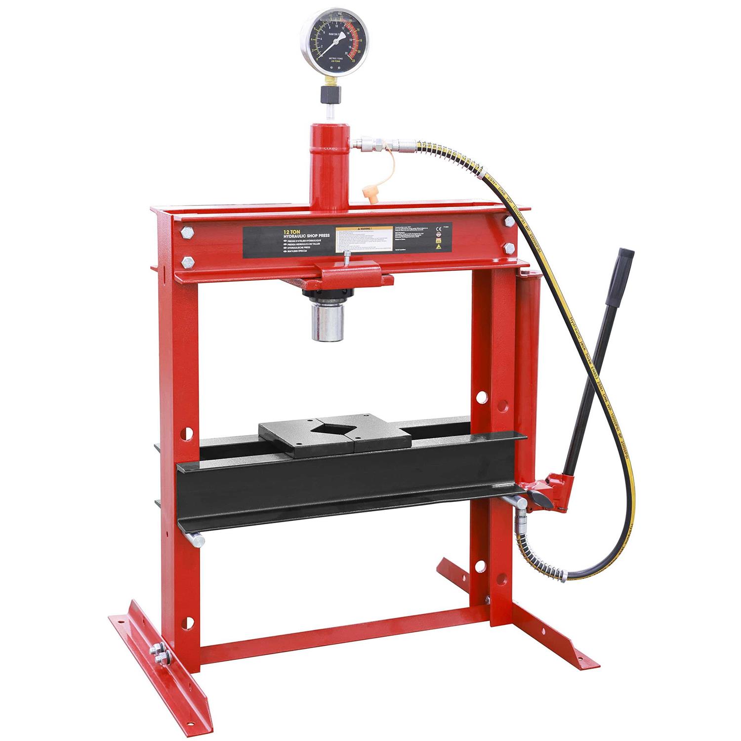 Big Red 12-Ton Low-Profile Shop Press with Stamping Plates - Shop Hardware Tools Online Store