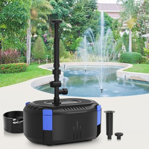 AquaMiracle All-in-One Fountain Kit with 3 Spray Patterns, Koi Pond Filters for Outdoor Ponds 200-350 Gal, 400GPH Pond Fountain Pump for Garden, Water Feature, Bird Baths