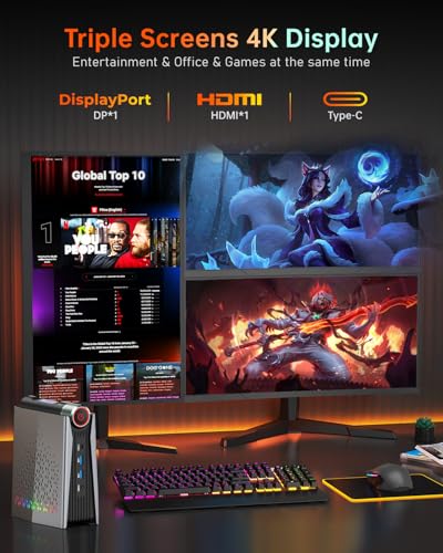 ACEMAGICIAN S3A Mini PC, Ryzen 7 5875U(up to 4.5Ghz), 16GB DDR4 512GB NVME SSD Mini Desktop Computer, Mini Computers [WiFi6/BT5.2] [4K UHD/RGB Lights/3 Adjustable Mode Light Gaming PC